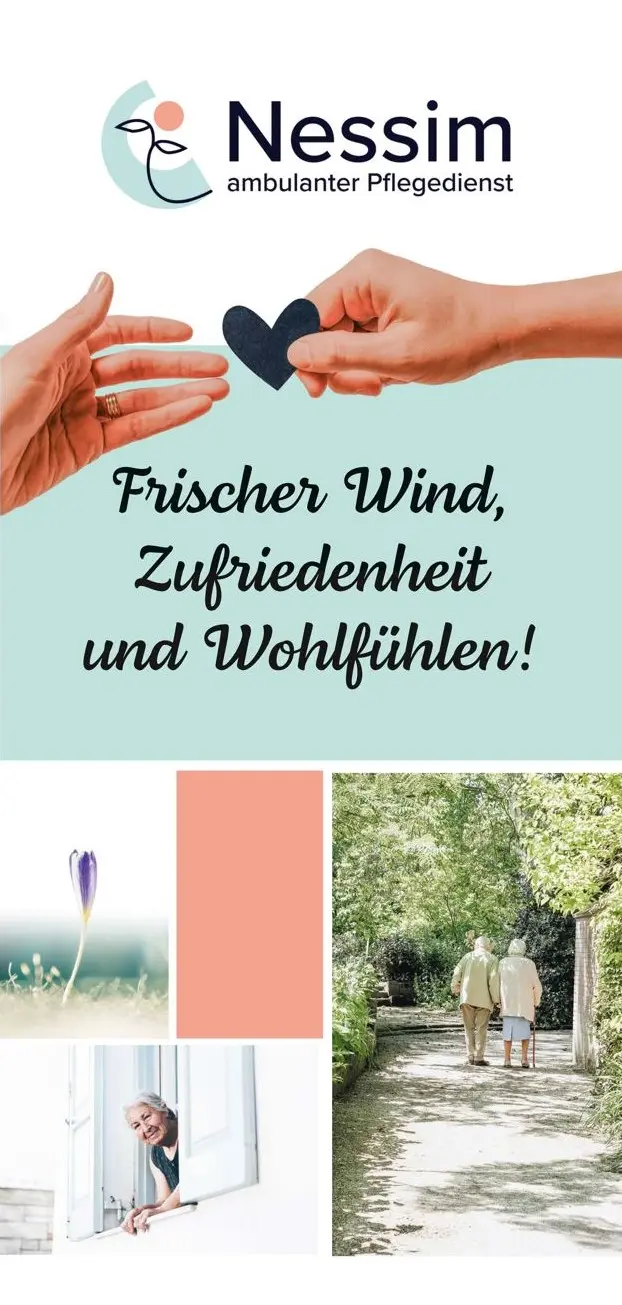 Titelseite der Informationsbroschüre mit Nessim-Logo und dem Satz „Frischer Wind, Zufriedenheit und Wohlfühlen!“